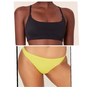 Andie Bikini Set Maui Top Cheeky Bikini Bottom black yellow size L‎ NWT